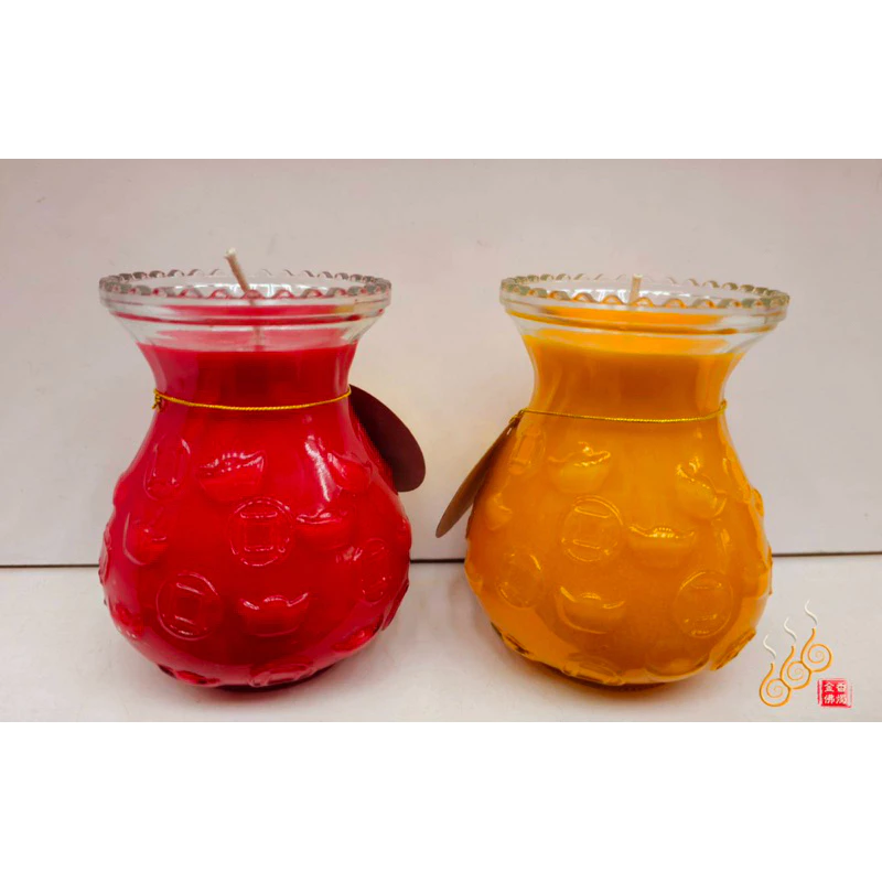 聚福袋酥油蠟燭／紅黃／點燃3天／招財進寶聚福／財運光明