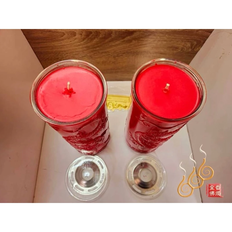 特大酥油雙龍燈／酥油龍燭／13天／點光明／祝壽／祈安／紅黃