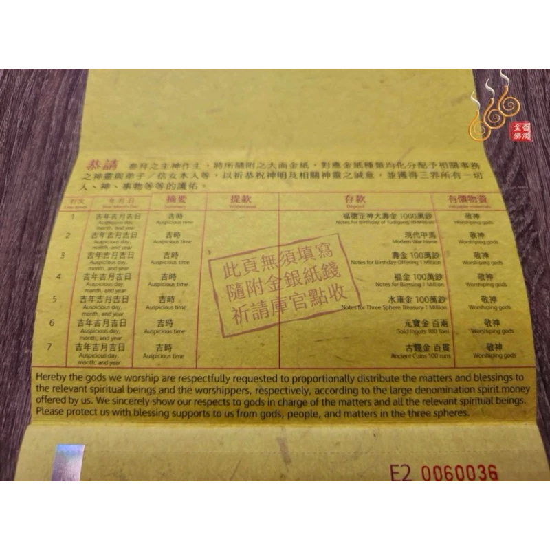 大面金紙／E2福德正神／初一十五／拜土地公／附加添金／台灣文創
