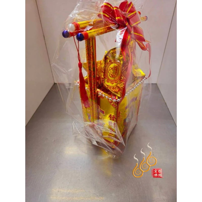 福德正神燙金金磚元寶桶／紙藝品／土地公／補財庫