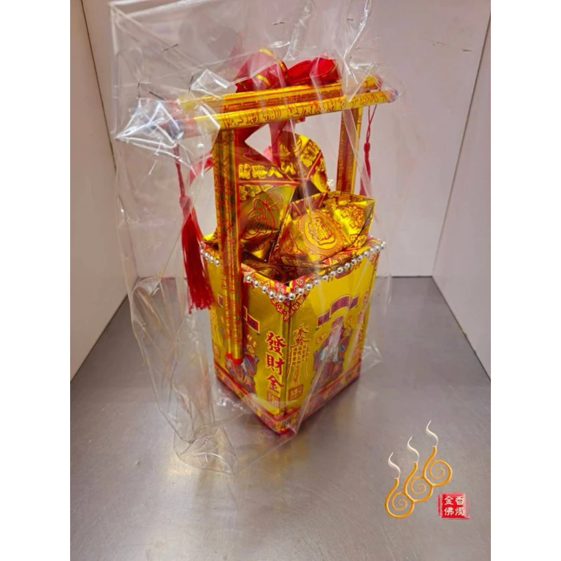 福德正神燙金金磚元寶桶／紙藝品／土地公／補財庫