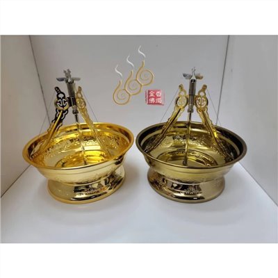 將王花紋香環盤／24小時香環盤／小盤香環可用／大寶牌／金色銅色