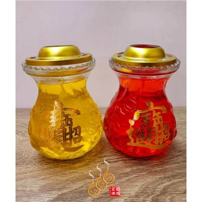 聚福袋果凍蠟燭／紅黃／點燃6天／招財進寶聚福／財運光明