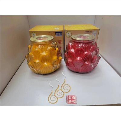 八國酥油大蓮花蠟燭／1箱6盒（6粒）／1號燃5.5天／八國蓮花環寶燈／D228／天然奶香味