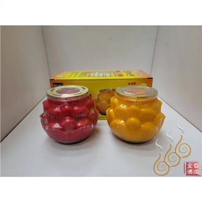 八國酥油蓮花蠟燭／2號燃3天／八國蓮花環寶燈／D224／天然奶香味