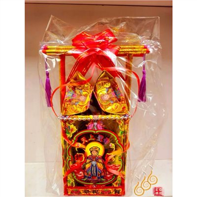 天上聖母燙金金磚元寶桶／紙藝品／媽祖／補財庫